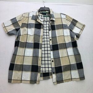 Lemon Grass Studio Tank‎ And Button Up Top Womens 1X Black Tan Plaid